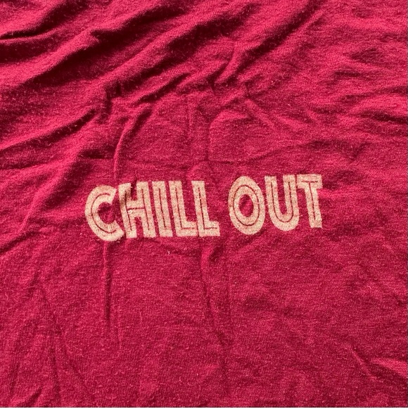 French Pastry red white ‘Chill Out’ short sleeve‎ casual ringer shirt juniors XL - Picture 3 of 7
